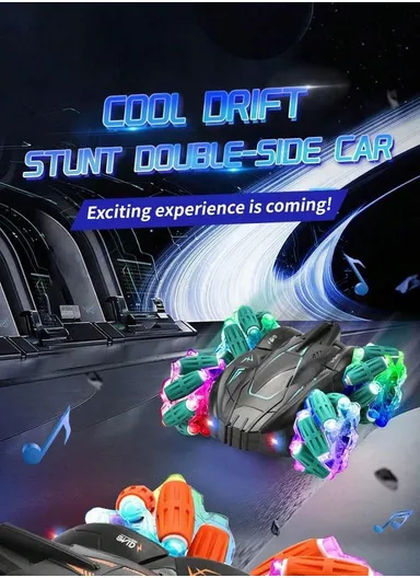 2.4GHz Radio Control Rechargeable RC Drift Car With Music, Lights &amp; Manual Control 7716A-1 (L18.5 x W15.5 x H7)cm - Orange