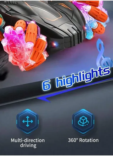 2.4GHz Radio Control Rechargeable RC Drift Car With Music, Lights &amp; Manual Control 7716A-1 (L18.5 x W15.5 x H7)cm - Orange