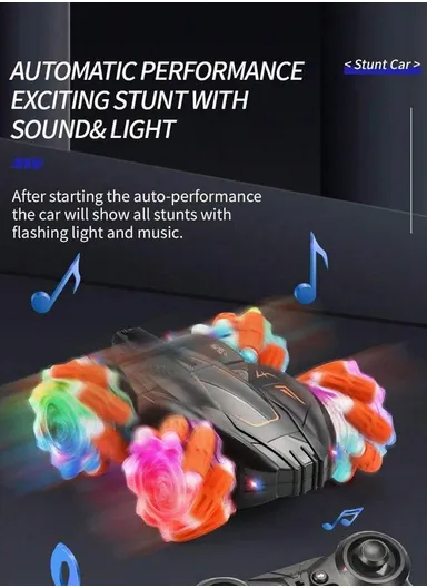 2.4GHz Radio Control Rechargeable RC Drift Car With Music, Lights &amp; Manual Control 7716A-1 (L18.5 x W15.5 x H7)cm - Orange