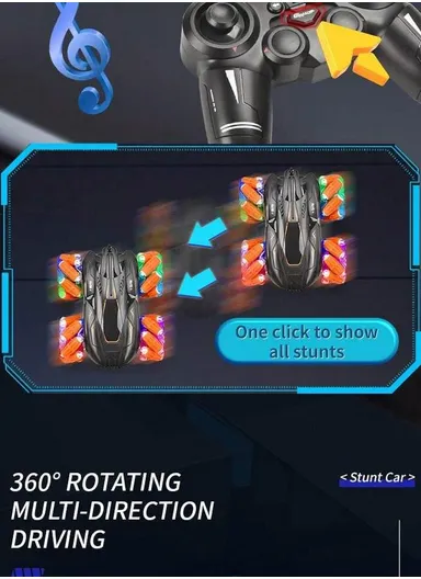 2.4GHz Radio Control Rechargeable RC Drift Car With Music, Lights &amp; Manual Control 7716A-1 (L18.5 x W15.5 x H7)cm - Orange