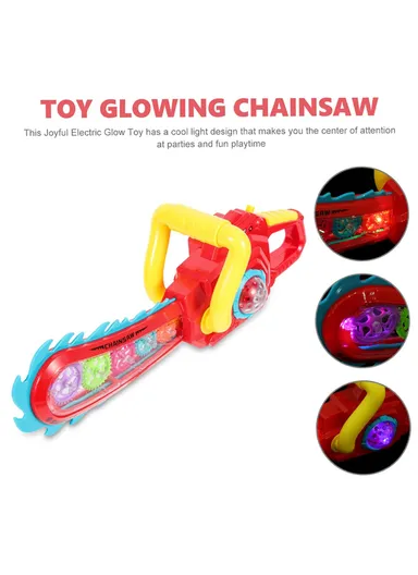 Electric Chainsaw Toy With Light and Music for Girls Boys Play 0305 (L35 x W5 x H12) cm - Yellow