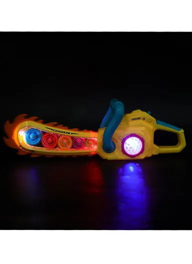 Electric Chainsaw Toy With Light and Music for Girls Boys Play 0305 (L35 x W5 x H12) cm - Yellow