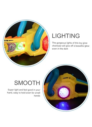 Electric Chainsaw Toy With Light and Music for Girls Boys Play 0305 (L35 x W5 x H12) cm - Yellow