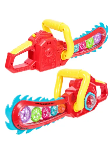 Electric Chainsaw Toy With Light and Music for Girls Boys Play 0305 (L35 x W5 x H12) cm - Yellow