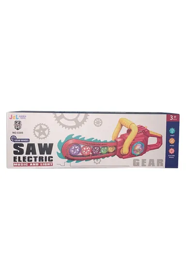 Electric Chainsaw Toy With Light and Music for Girls Boys Play 0305 (L35 x W5 x H12) cm - Yellow