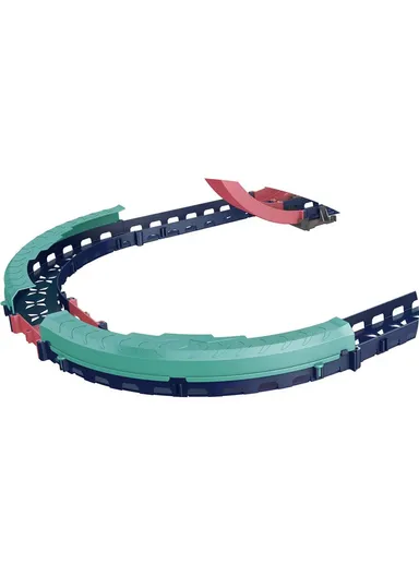 Flexible Rolling Race Rail Car Track Toy With 3 Hoops &amp; A Battery-Powered Car (L77 x W51 x H26)cm - Green