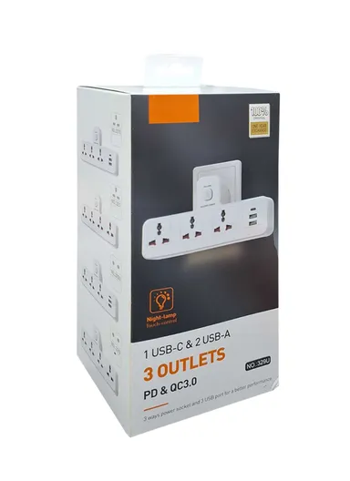 2500W 10A 4-Way Universal Power Socket With ON/OFF Power Switch EU Plug