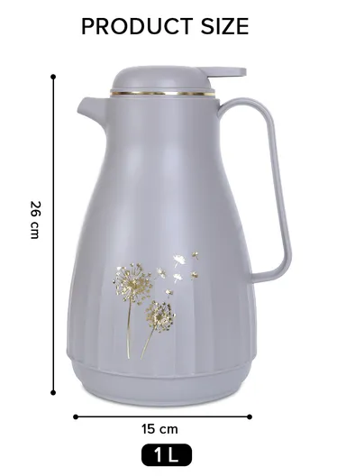 1L Large Capacity Plastic Vacuum Flask With Handle HA-W100 (D15 x H26)cm - Grey