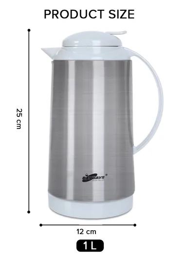 1L Large Capacity Vacuum Flask With Handle 2851C-10 (D12 x H25)cm - White