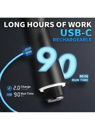 600mAh 5W Rechargeable Double-Headed Body Trimmer, 6000RPM Cordless Body Trimmer with Ceramic Skin-Friendly Blades 60383 - Black