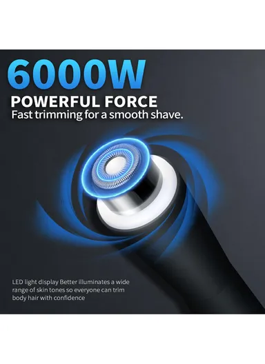 600mAh 5W Rechargeable Double-Headed Body Trimmer, 6000RPM Cordless Body Trimmer with Ceramic Skin-Friendly Blades 60383 - Black