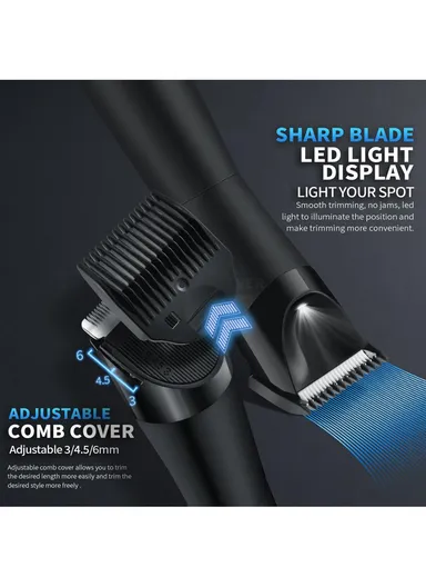 600mAh 5W Rechargeable Double-Headed Body Trimmer, 6000RPM Cordless Body Trimmer with Ceramic Skin-Friendly Blades 60383 - Black