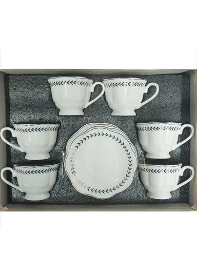 6 PCS SET 100ml Ceramic Coffee Cups With Saucers