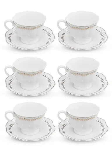 6 PCS SET 100ml Ceramic Coffee Cups With Saucers