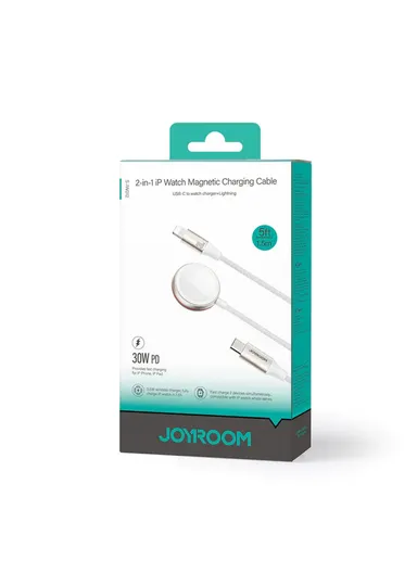 S-IW012 2-in-1 iP Watch Magnetic Charger+30W Fast Charging Cable (USB-C) 1.5m-White