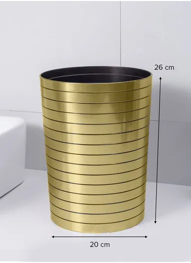 6 Pcs Bathroom Accessories Set With Toothbrush Holder, Mouthwash Cup, Lotion Dispenser, Soap Dish, Toilet Brush &amp; Waste Bin Z129-308 - Gold