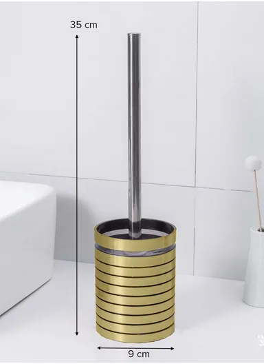 6 Pcs Bathroom Accessories Set With Toothbrush Holder, Mouthwash Cup, Lotion Dispenser, Soap Dish, Toilet Brush &amp; Waste Bin Z129-308 - Gold