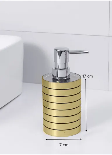 6 Pcs Bathroom Accessories Set With Toothbrush Holder, Mouthwash Cup, Lotion Dispenser, Soap Dish, Toilet Brush &amp; Waste Bin Z129-308 - Gold