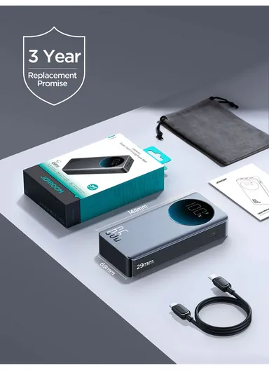 30000mAh 65W Digital Display Fast Charging Power Bank With USB to Type-C Cable JR-PBF05- Black