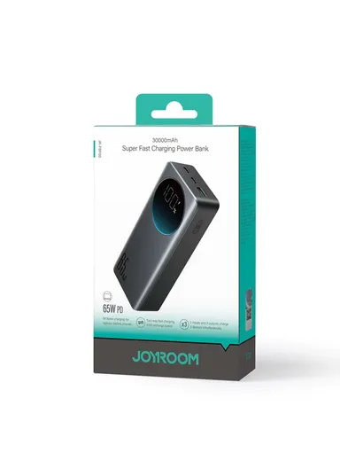 30000mAh 65W Digital Display Fast Charging Power Bank With USB to Type-C Cable JR-PBF05- Black