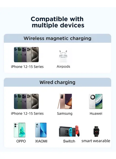20W 10000mAh Magnetic Wireless Power Bank With Built-in Type-C to Lightning Cable &amp; Kickstand JR-PBM01 - Black