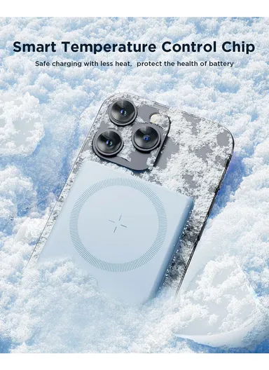 20W 10000mAh Magnetic Wireless Power Bank with Built-in Type-C to Lightning Cable &amp; Kickstand JR-PBM01 - White