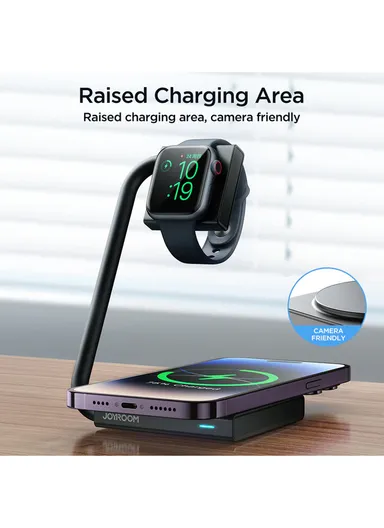 2 in 1 Foldable Wireless Charger JR-WQN05 (L6.94 x W7 x H12.16)cm - Black