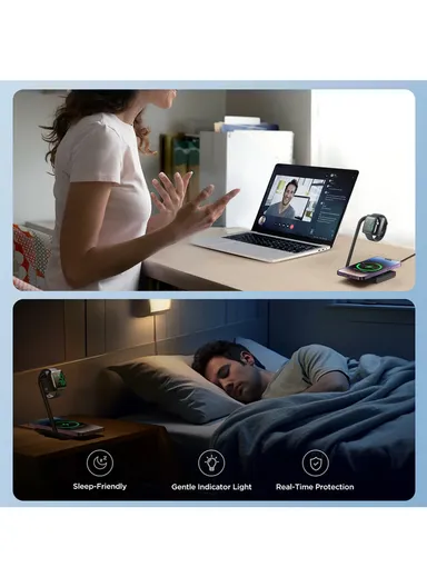 2 in 1 Foldable Wireless Charger JR-WQN05 (L6.94 x W7 x H12.16)cm - Black