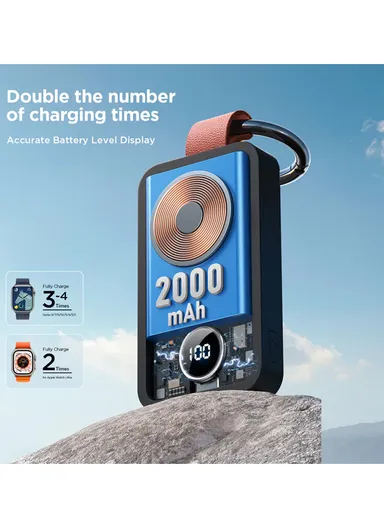 2000mAh Portable Watch Wireless Charger JR-WQW01 (L7 x W4 x T1.5)cm - Black