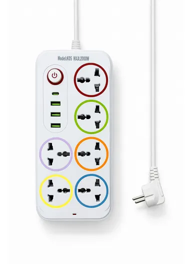 Power Board 6 Ways + 3 USB + 1 Type C With Switch 2000W 