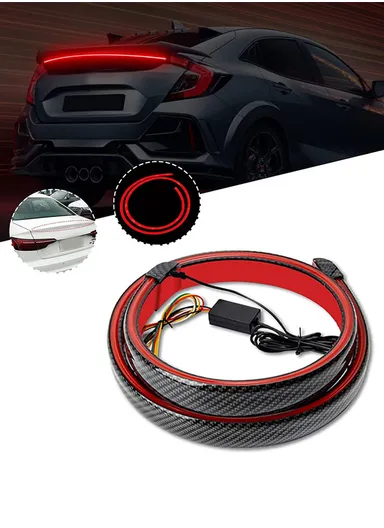 1.2m 12V Universal Multi-function Carbon Fiber Turn Signal Brake Taillight LED Light Strip Spoilers