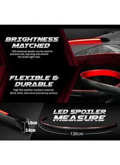 1.2m 12V Universal Multi-function Carbon Fiber Turn Signal Brake Taillight LED Light Strip Spoilers