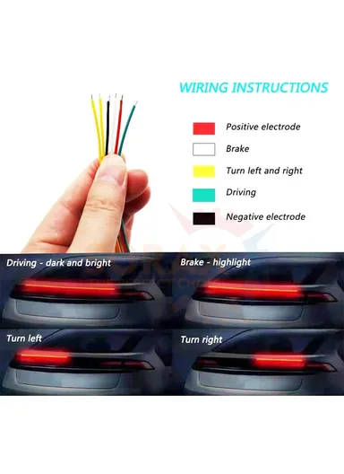 1.2m 12V Universal Multi-function Carbon Fiber Turn Signal Brake Taillight LED Light Strip Spoilers