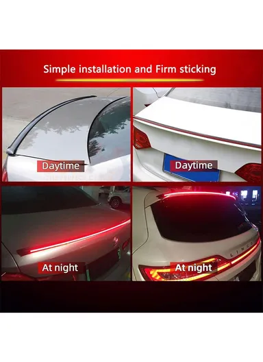1.2m 12V Universal Multi-function Carbon Fiber Turn Signal Brake Taillight LED Light Strip Spoilers