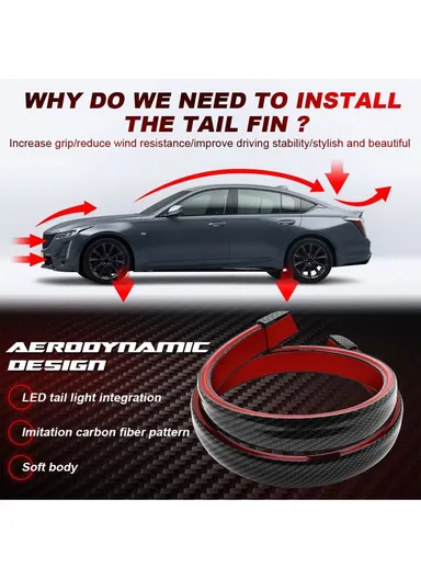 1.2m 12V Universal Multi-function Carbon Fiber Turn Signal Brake Taillight LED Light Strip Spoilers