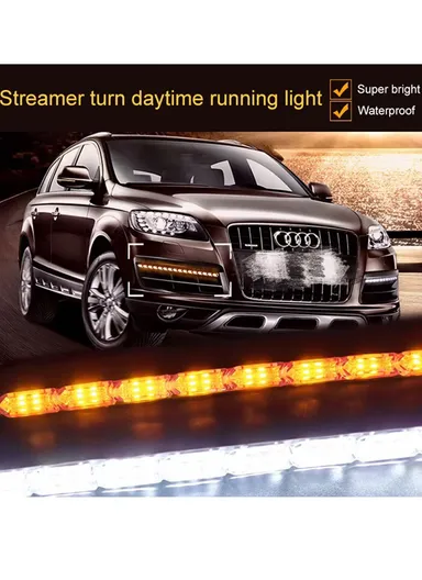 2Pcs 16LED Waterproof Car Crystal LED Strip Light, Signal Follow Light, Headlamp Follow Light, Headlight 