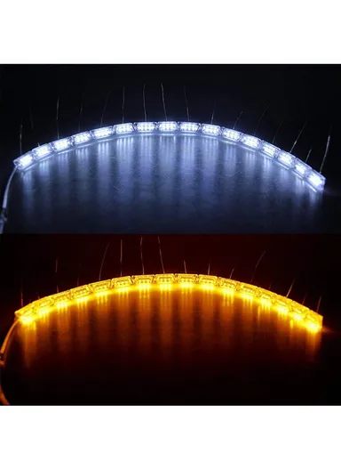 2Pcs 16LED Waterproof Car Crystal LED Strip Light, Signal Follow Light, Headlamp Follow Light, Headlight 
