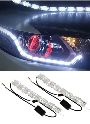 2Pcs 16LED Waterproof Car Crystal LED Strip Light, Signal Follow Light, Headlamp Follow Light, Headlight 