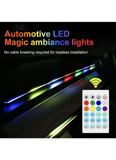 110cm+35cm USB Car Interior LED Central Control Atmosphere Lights Streamer Magic Color With Remote Control &amp; App Control