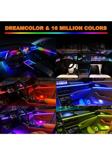 110cm+35cm USB Car Interior LED Central Control Atmosphere Lights Streamer Magic Color With Remote Control &amp; App Control
