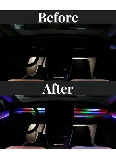 110cm+35cm USB Car Interior LED Central Control Atmosphere Lights Streamer Magic Color With Remote Control &amp; App Control