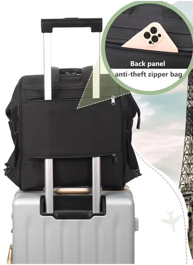 14" Laptop 15L Nylon Backpack With Water Bottle Holders &amp; Trolley Sleeve T-B9513 - Black