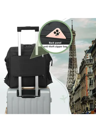 14" Laptop 15L Nylon Backpack With Water Bottle Holders &amp; Trolley Sleeve T-B9513 - Black