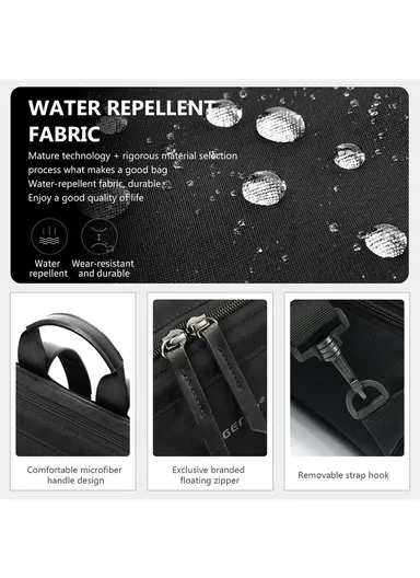 14" Laptop 15L Nylon Backpack With Water Bottle Holders &amp; Trolley Sleeve T-B9513 - Black