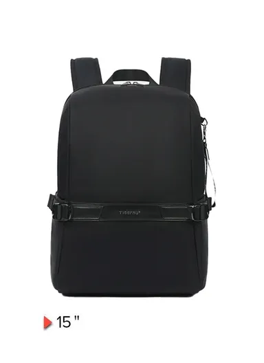 15.6" Laptop Backpack With Water Bottle Holders &amp; Adjustable Straps T-B9511 - Black