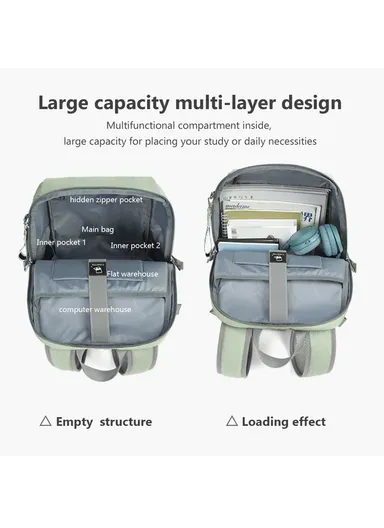 15.6" Laptop Backpack With Water Bottle Holders &amp; Adjustable Straps T-B9511 - Black