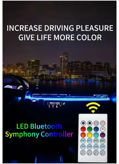 110cm USB Car Interior LED Central Control Atmosphere Lights Streamer Magic Color With Remote Control &amp; App Control