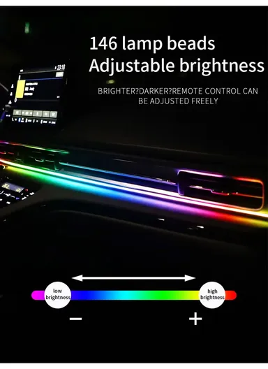 110cm USB Car Interior LED Central Control Atmosphere Lights Streamer Magic Color With Remote Control &amp; App Control
