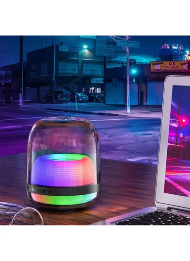 5W 3600mah 360° Portable Flashing Colorful Light Wireless Bluetooth Speaker L20 - Black