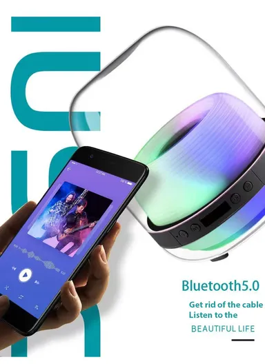 5W 3600mah 360° Portable Flashing Colorful Light Wireless Bluetooth Speaker L20 - Black